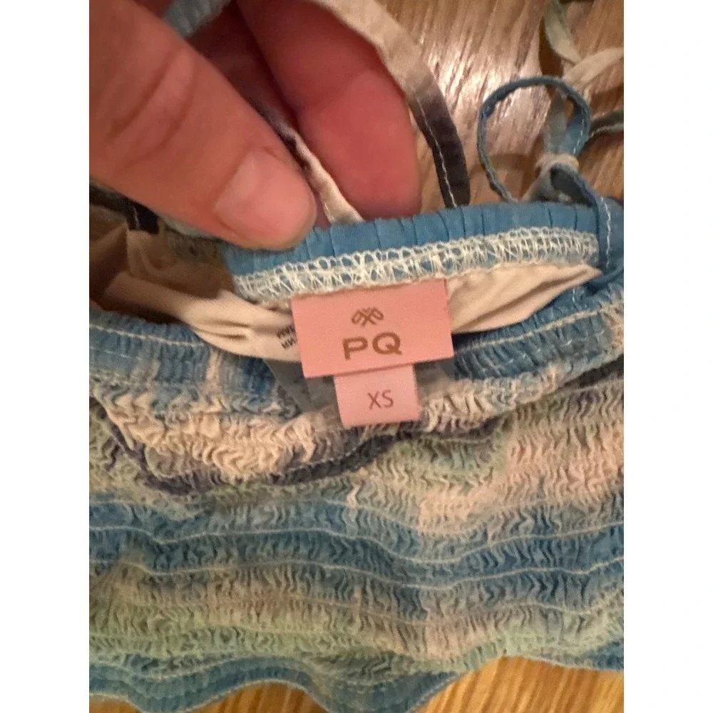 PQ Swim Kids Girls Blue Tie Dye Smocked Bandeau Top and Shorts Set Size XS